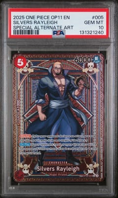 2025 One Piece Op11-A Fist of Divine Speed Silvers Rayleigh Special Alternate Art #005 PSA 10