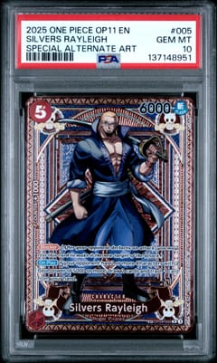 2025 One Piece Op11-A Fist of Divine Speed Silvers Rayleigh Special Alternate Art #005 PSA 10