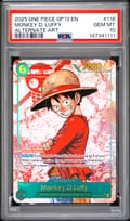 2025 One Piece Op13-Carrying on His Will Monkey D. Luffy Alternate Art #118 PSA 10