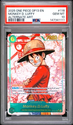 2025 One Piece Op13-Carrying on His Will Monkey D. Luffy Alternate Art #118 PSA 10