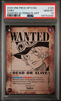 2025 One Piece Op13-Carrying on His Will Sabo Wanted Alternate Art #120 PSA 10