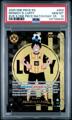 2025 One Piece Promos Monkey D. Luffy Bvb X One Piece Match Day 2025 #003 PSA 10