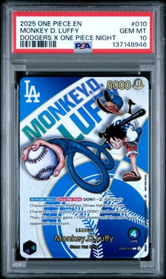 2025 One Piece Promos Monkey D. Luffy Dodgers X One Piece Night #010 PSA 10