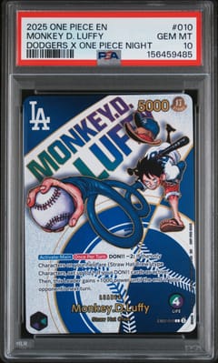 2025 One Piece Promos Monkey D. Luffy Dodgers X One Piece Night #010 PSA 10