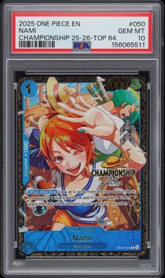 2025 One Piece Promos Nami Championship 25-26-Top 64 #050 PSA 10