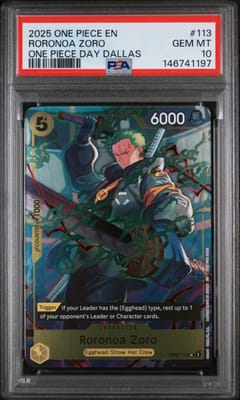 2025 One Piece Promos Roronoa Zoro One Piece Day Dallas #113 PSA 10
