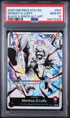 2025 One Piece Starter Deck St21-Ex Gear 5 Monkey D. Luffy Black & White Alternate Art #001 PSA 10