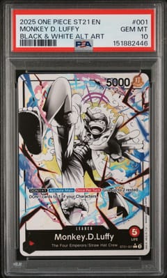 2025 One Piece Starter Deck St21-Ex Gear 5 Monkey D. Luffy Black & White Alternate Art #001 PSA 10