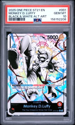2025 One Piece Starter Deck St21-Ex Gear 5 Monkey D. Luffy Black & White Alternate Art #001 PSA 10