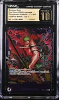 2025 One Piece Tournament Promos Japanese Roronoa Zoro Flagship Battle Top 8 #ST21-015 CGC 10  Pristine