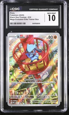 2025 Pokemon Black Star Promos - Mega Evolution MEP EN Riolu Mega Evolution Elite Trainer Box (Holo) #010 CGC 10