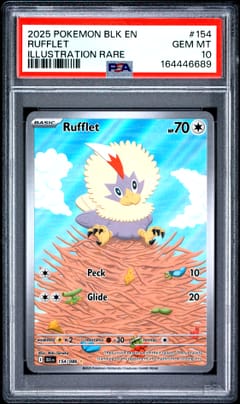 2025 Pokemon Blk En-Black Bolt Rufflet Illustration Rare #154 PSA 10