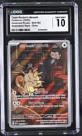 2025 Pokemon Destined Rivals - DRI EN Team Rocket's Meowth Illustration Rare Holo #203/182 CGC 10