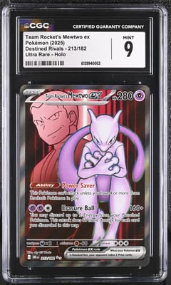 2025 Pokemon Destined Rivals Team Rocket's Mewtwo ex Ultra Rare Holo #213/182 CGC 9