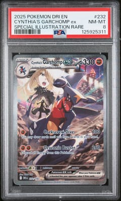 2025 Pokemon Dri En-Destined Rivals Cynthia's Garchomp Ex Special Illustration Rare #232 PSA 8