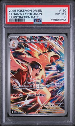 2025 Pokemon Dri En-Destined Rivals Ethan's Typhlosion Illustration Rare #190 PSA 8
