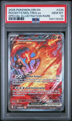 2025 Pokemon Dri En-Destined Rivals Rocket's Moltres Ex Special Illustration Rare #229 PSA 10