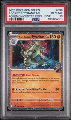 2025 Pokemon Dri En-Destined Rivals Rocket's Tyranitar Pokemon Center Exclusive #096 PSA 10