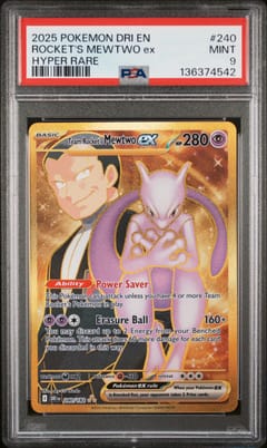 2025 Pokemon Dri En-Destined Rivals Team Rocket's Mewtwo Ex Hyper Rare #240 PSA 9