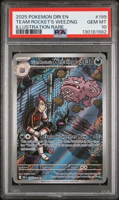 2025 Pokemon Dri En-Destined Rivals Team Rocket's Weezing Illustration Rare #199 PSA 10