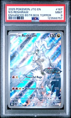 2025 Pokemon Jtg En-Journey Together N's Reshiram Enhanced Booster Box Topper #167 PSA 9