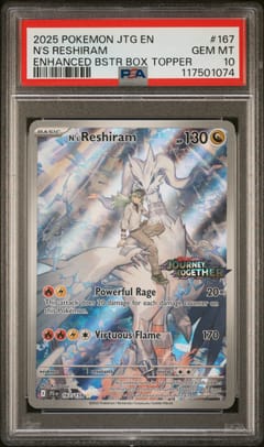 2025 Pokemon Jtg En-Journey Together N's Reshiram Enhanced Bstr Box Topper #167 PSA 10