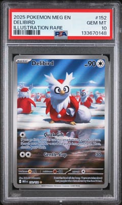 2025 Pokemon Meg En-Mega Evolution Delibird Illustration Rare #152 PSA 10
