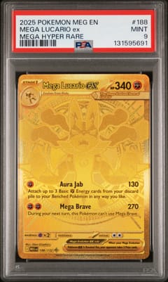2025 Pokemon Meg En-Mega Evolution Mega Lucario Ex Mega Hyper Rare #188 PSA 9