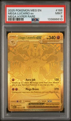 2025 Pokemon Meg En-Mega Evolution Mega Lucario Ex Mega Hyper Rare #188 PSA 9