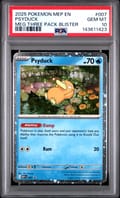 2025 Pokemon Mep En-Me Black Star Promo Psyduck Meg Three Pack Blister #007 PSA 10