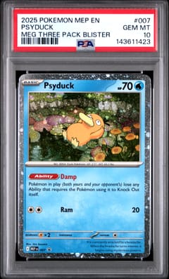 2025 Pokemon Mep En-Me Black Star Promo Psyduck Meg Three Pack Blister #007 PSA 10