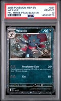 2025 Pokemon Mep En-Me Black Star Promo Weavile Phantasmal Flames Three Pack Blister #021 PSA 10