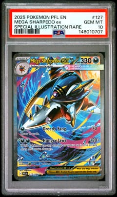 2025 Pokemon Pfl En-Phantasmal Flames Mega Sharpedo Ex Special Illustration Rare #127 PSA 10