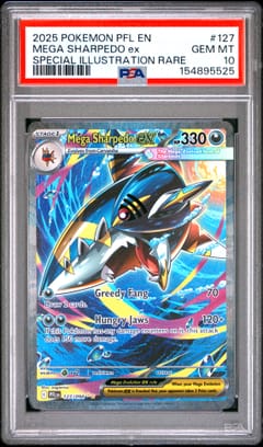 2025 Pokemon Pfl En-Phantasmal Flames Mega Sharpedo Ex Special Illustration Rare #127 PSA 10