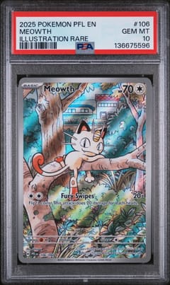 2025 Pokemon Pfl En-Phantasmal Flames Meowth Illustration Rare #106 PSA 10