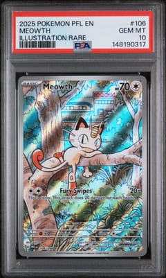 2025 Pokemon Pfl En-Phantasmal Flames Meowth Illustration Rare #106 PSA 10