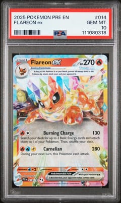 2025 Pokemon Pre En-Prismatic Evolutions Flareon Ex #014 PSA 10