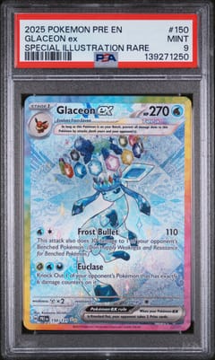 2025 Pokemon Pre En-Prismatic Evolutions Glaceon Ex Special Illustration Rare #150 PSA 9