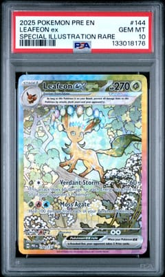 2025 Pokemon Pre En-Prismatic Evolutions Leafeon Ex Special Illustration Rare #144 PSA 10