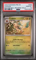 2025 Pokemon Pre En-Prismatic Evolutions Leafeon Master Ball Reverse Holo #005 PSA 10