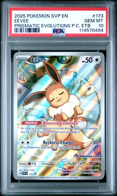 2025 Pokemon Svp En-Sv Black Star Promo Eevee Prismatic Evolutions Pokemon Center Elite Trainer Box #173 PSA 10