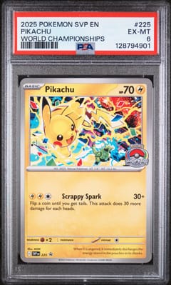 2025 Pokemon Svp En-Sv Black Star Promo Pikachu World Championships #225 PSA 6