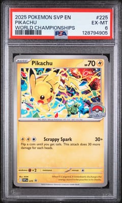 2025 Pokemon Svp En-Sv Black Star Promo Pikachu World Championships #225 PSA 6