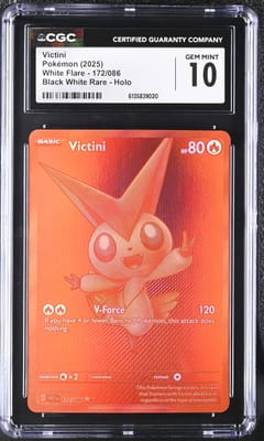 2025 Pokemon White Flare Victini Black White Rare Holo #172/086 CGC 10