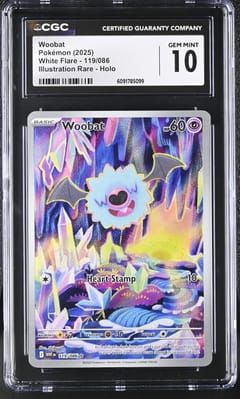 2025 Pokemon White Flare Woobat Illustration Rare Holo #119/086 CGC 10