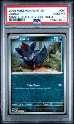 2025 Pokemon Wht En-White Flare Zorua Master Ball Reverse Holo #061 PSA 10