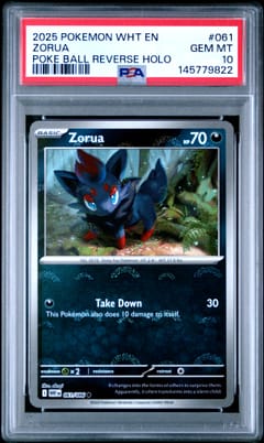 2025 Pokemon Wht En-White Flare Zorua Poke Ball Reverse Holo #061 PSA 10