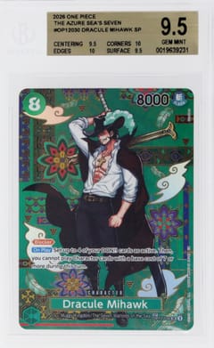 2026 One Piece Card Game The Azure Sea's Seven Dracule Mihawk SP #OP12030 BGS 9.5