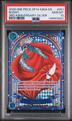2026 One Piece Op14-Eb04-The Azure Sea's Seven Buggy 3rd Anniversary-Silver #051 PSA 10
