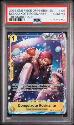 2026 One Piece Op14-Eb04-The Azure Sea's Seven Donquixote Rosinante Treasure Rare #108 PSA 10